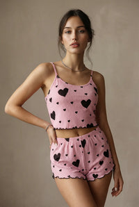 Pink with Black Hearts