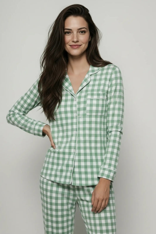 Green Gingham Comfort Pajama Set moonhaven