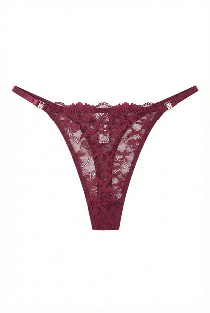 Lace High-Cut Thong – Bordeaux