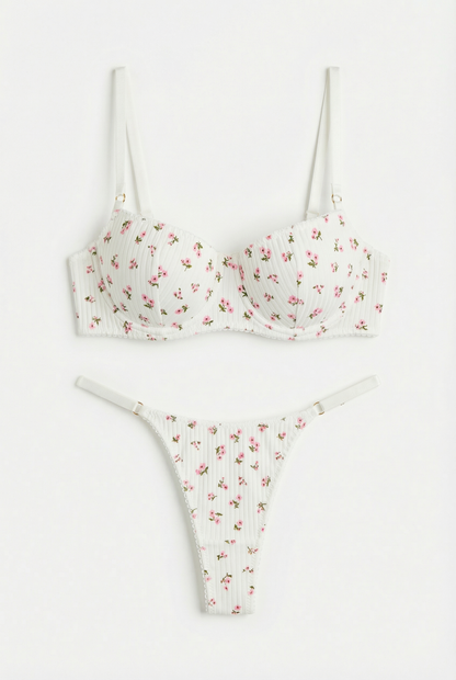 Sweet Blossom Lingerie Set - Balconette & Slim Thong